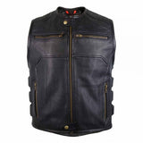Men’s motorcycle leather vest – front view