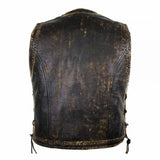 Side profile of men’s genuine leather vest – classic design