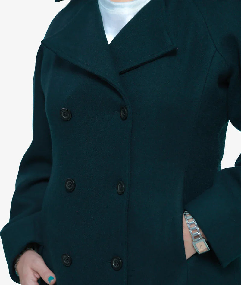Ana Womens Forest Green Wool Coat