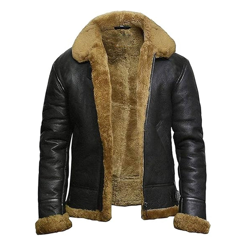 Men’s B3 shearling flying bomber leather jacket – front view